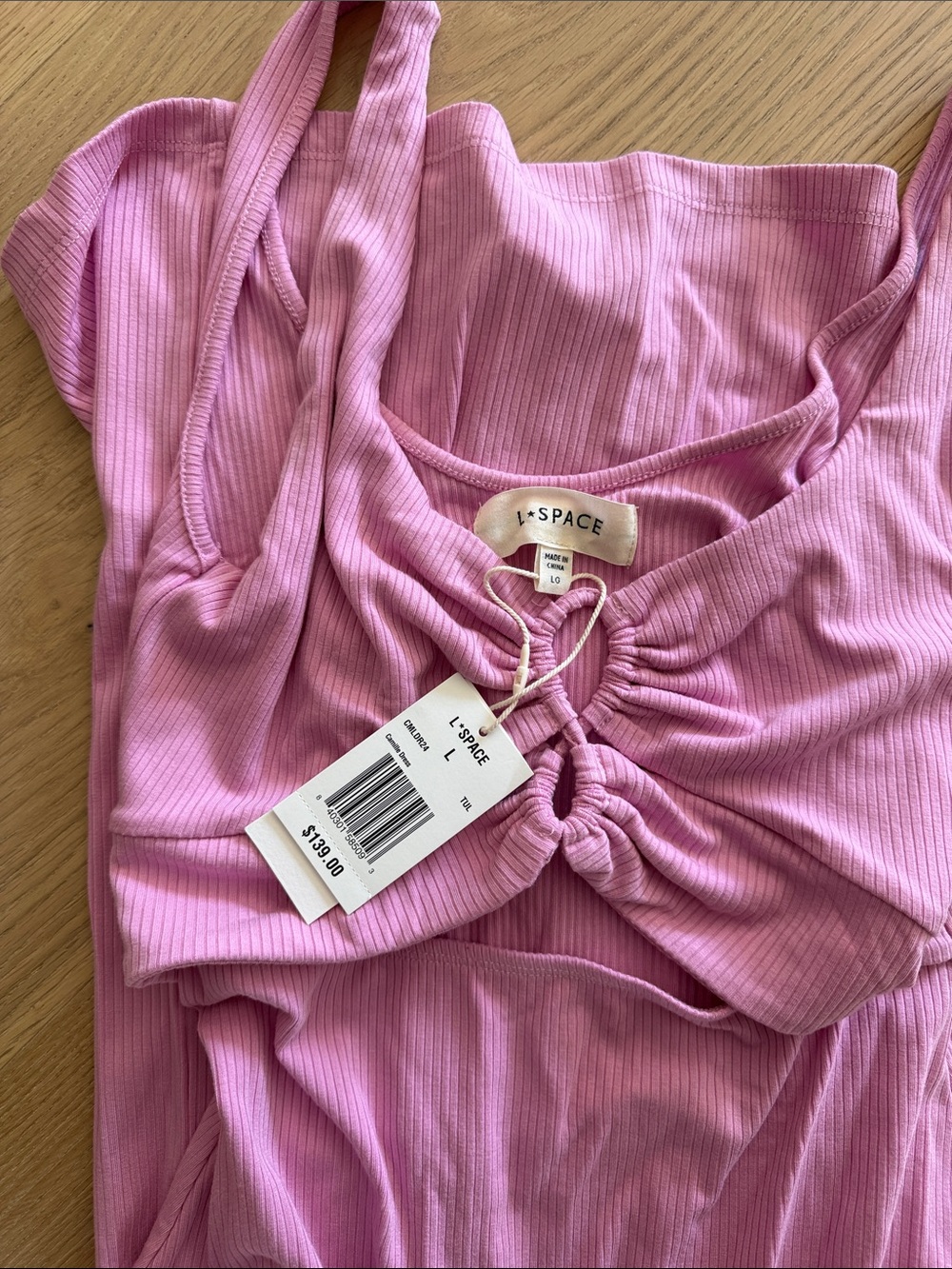 l*space Pink Ribbed Ruched Tank Dress - Picture 4 of 4